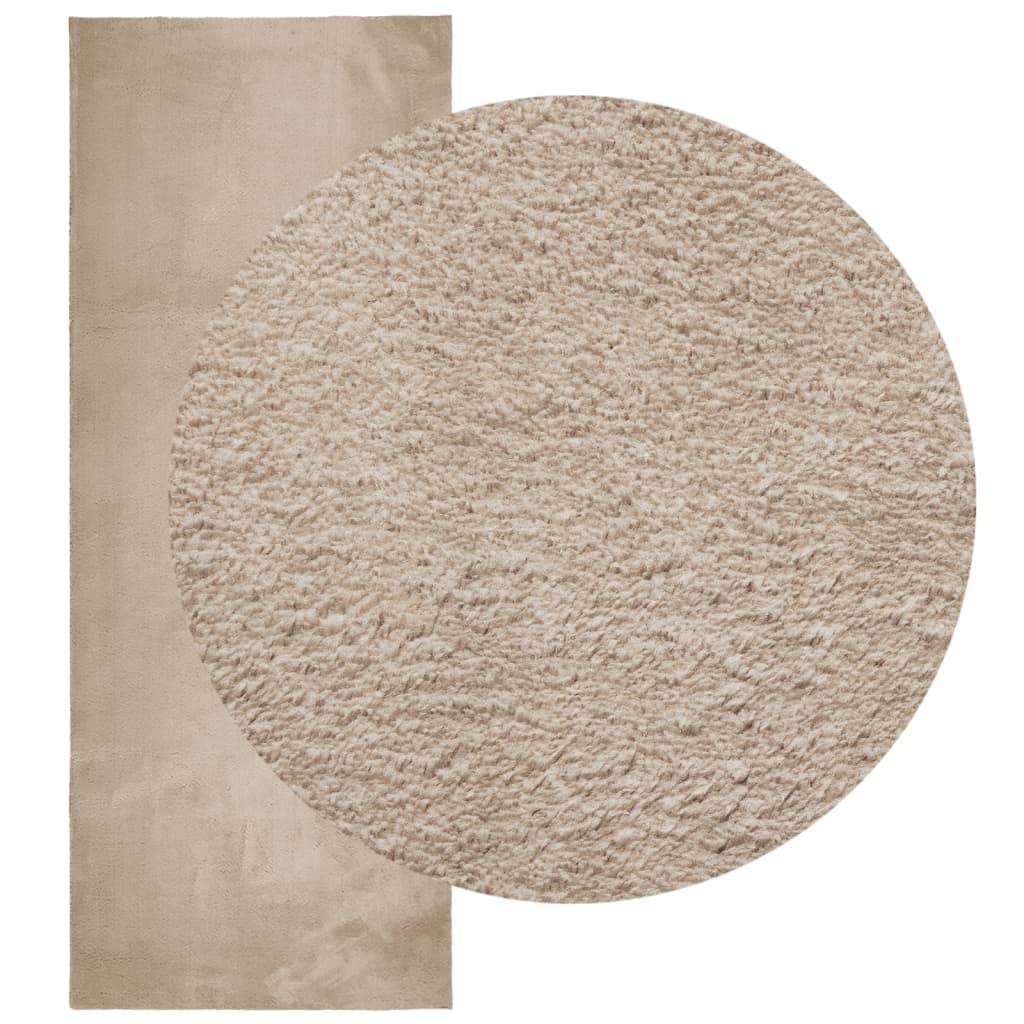 vidaXL Teppich HUARTE Kurzflor Weich und Waschbar Sandfarben 80x200 cm