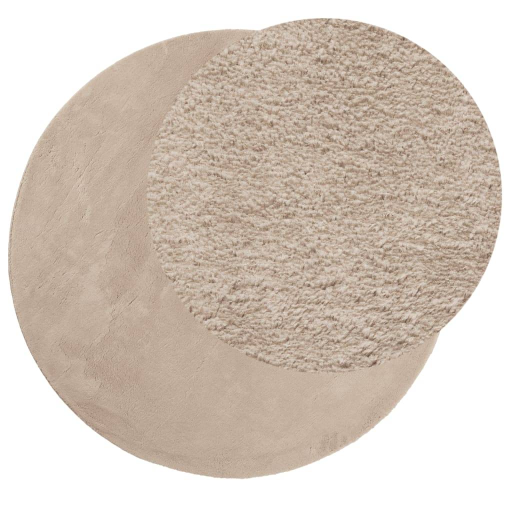vidaXL Teppich HUARTE Kurzflor Weich und Waschbar Sandfarben Ø 80 cm