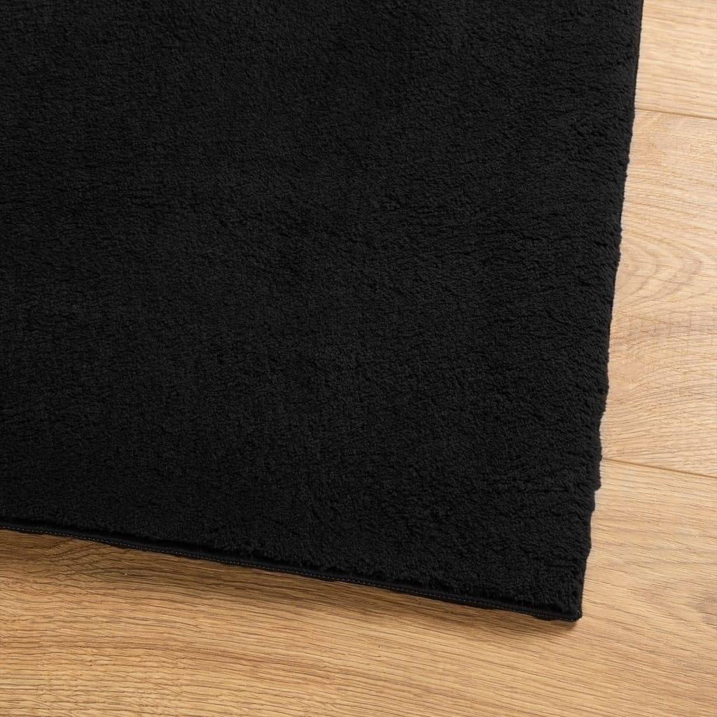 vidaXL Teppich HUARTE Kurzflor Weich und Waschbar Schwarz 80x200 cm