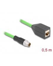 Delock M12 Kabel X-kodiert 8 Pin Stecker zu RJ45 Buchse PUR TPU 0.5 m Netzwerk 8-polig