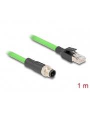 Delock M12 Kabel D-kodiert 4 Pin Stecker zu RJ45 PUR TPU 1 m - Kabel - Netzwerk