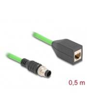 Delock M12 Kabel A-kodiert 8 Pin Stecker zu RJ45 Buchse PUR TPU 0.5 m - 0,5 m -