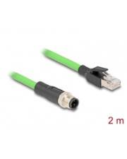 Delock M12 Kabel D-kodiert 4 Pin Stecker zu RJ45 PUR TPU 2 m - Kabel - Netzwerk