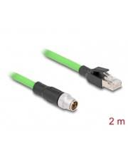 Delock M12 Kabel X-kodiert 8 Pin Stecker zu RJ45 PUR TPU 2 m - Kabel - Netzwerk