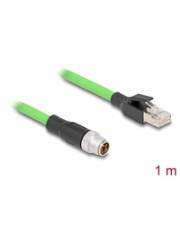 Delock M12 Kabel X-kodiert 8 Pin Stecker zu RJ45 PUR TPU 1 m - Kabel - Netzwerk