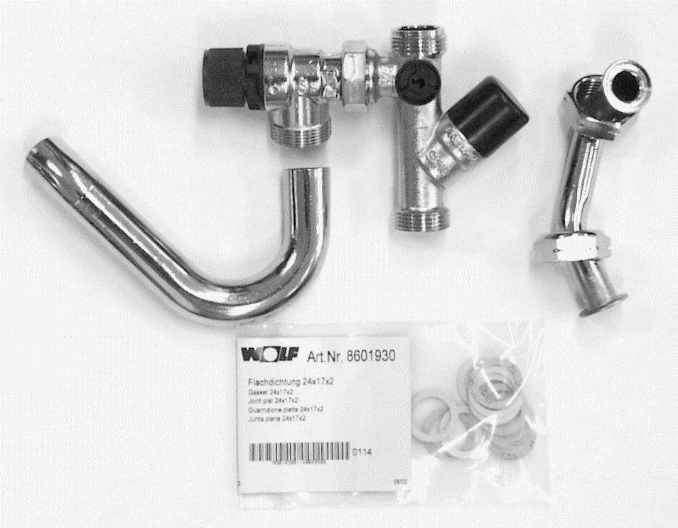 Wolf Anschluss-Set Trinkwasser Überputz ohne Druckminderer 1/2" für Zentrale CGW