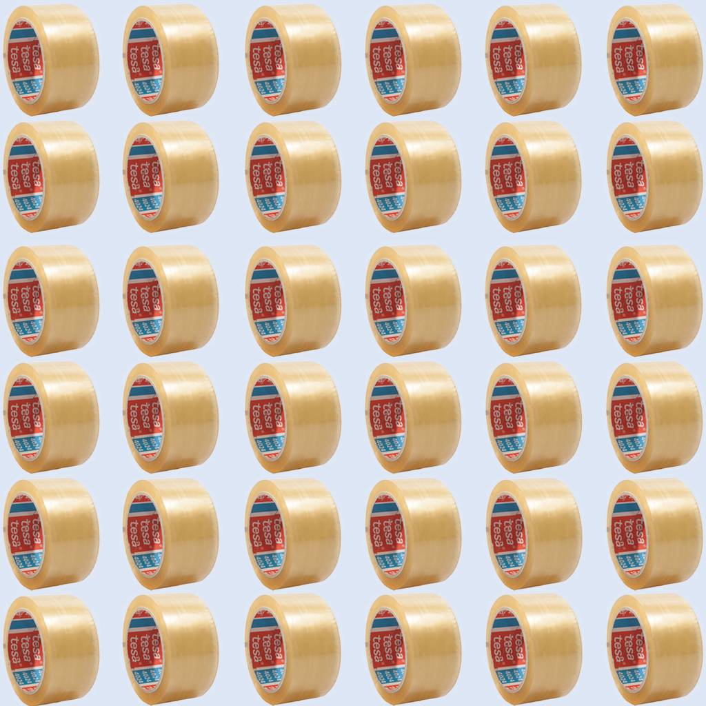 36 x tesa 4124, PVC Packband, 50mm x 60m, braun / transparent