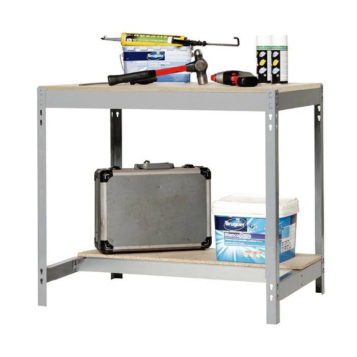 Werkbank BT-3 - 840 x 900 x 600 mm - Farbe grau - Tragkraft 600 kg - Arbeitsplatte MDF