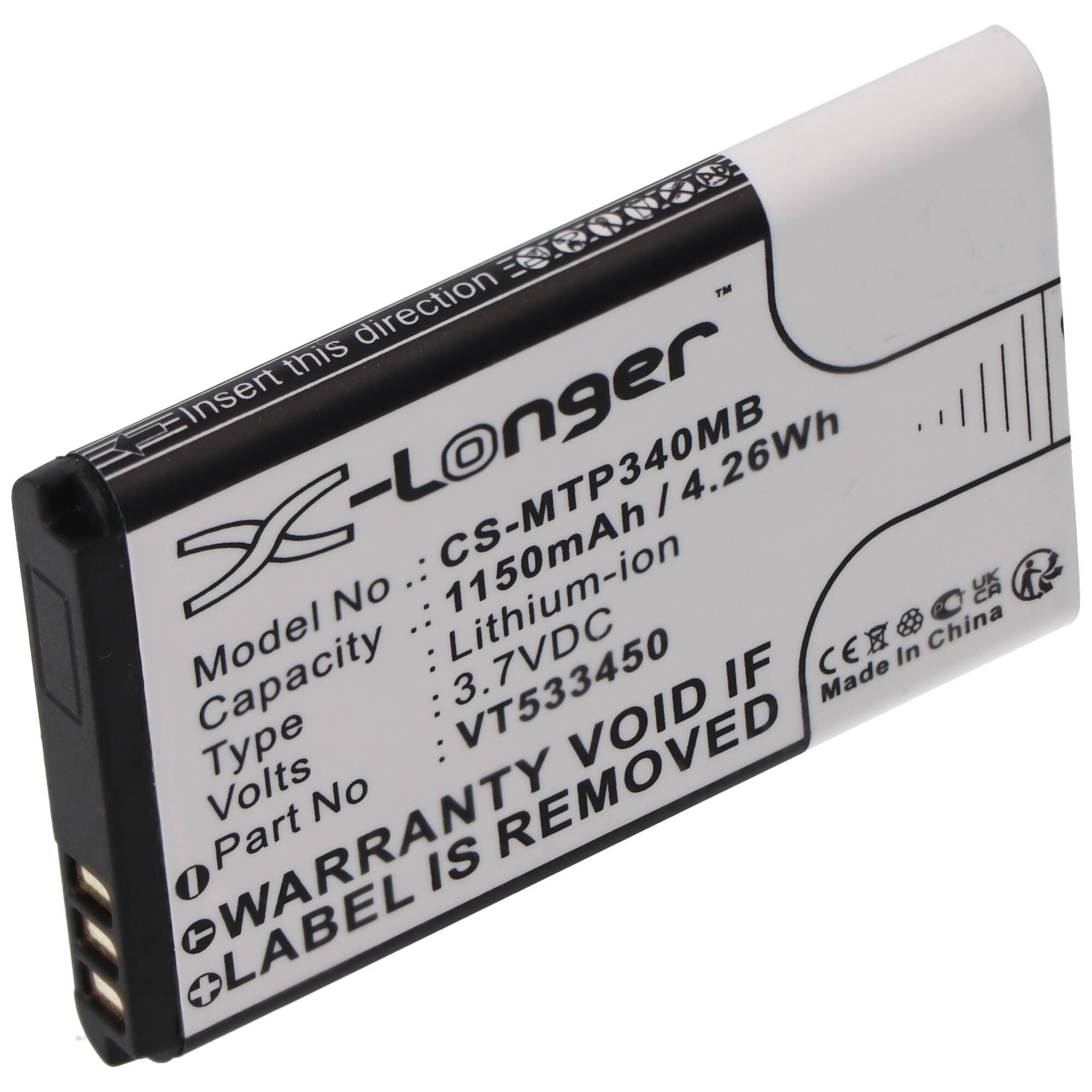 Akku passend für Babyphone Motorola Ease 34, Ease 35, Ease 44, ersetzt den Motorola VT533450 Akku, 3,7V 1150mAh