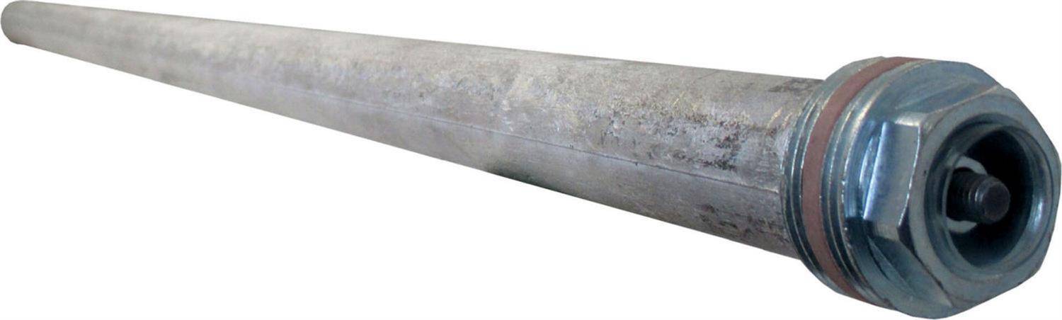 Metallrohr oder Bohrgestänge mit konischem Ende und Gewindeverbinder, isoliert auf weißem Hintergrund dargestellt.