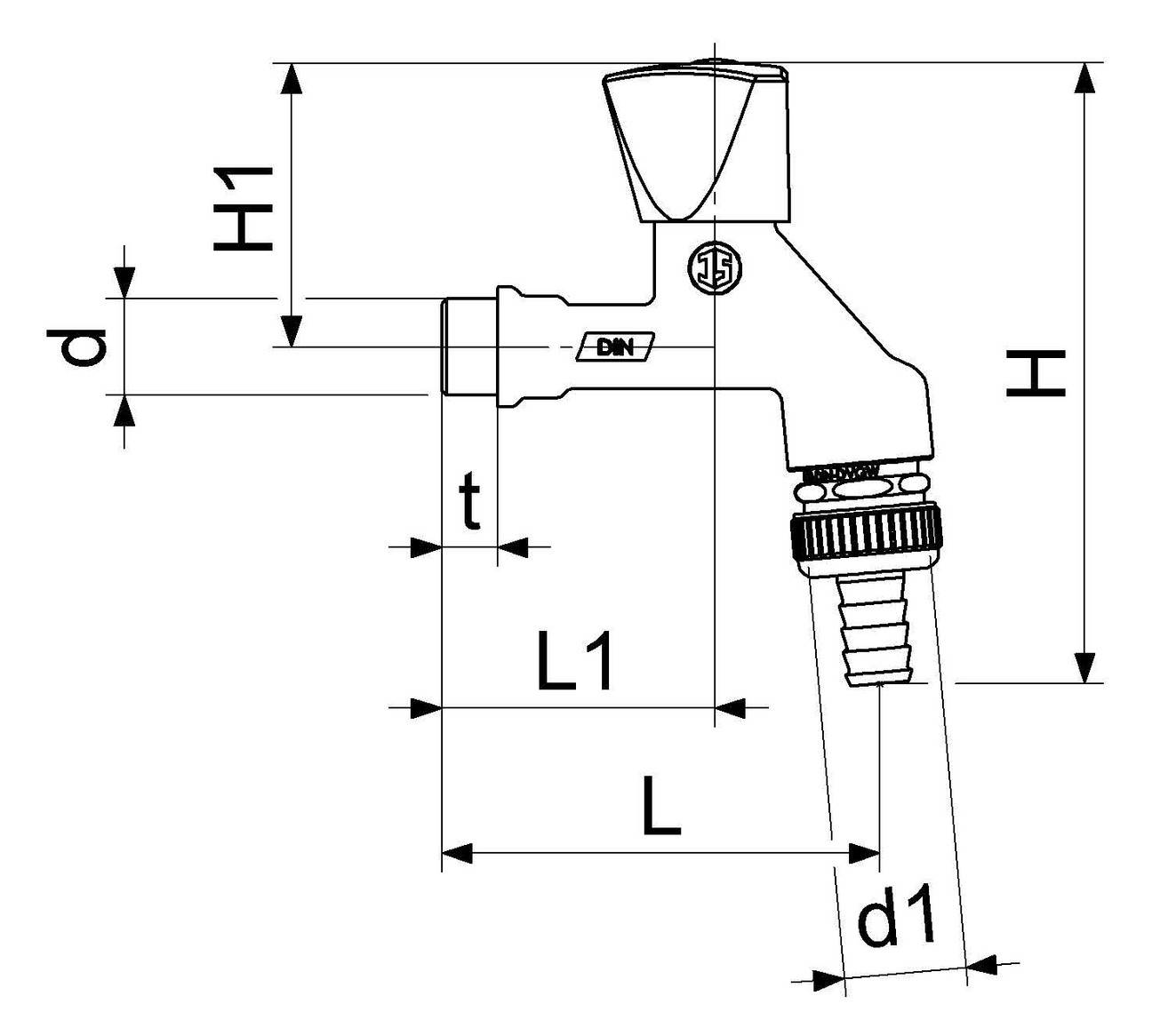 Schlösser 1/2" Auslaufventil mit Belüfter in Chrom DVGW