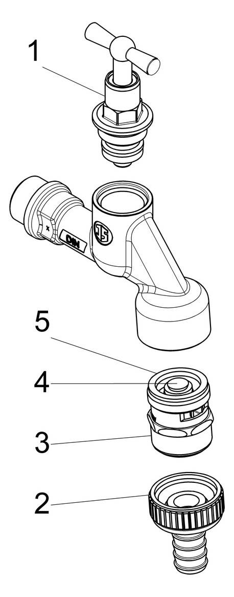 Schlösser 3/4" Auslaufventil mit Rückflussverhinderer, Belüfter, mit Knebel-Oberteil,DVGW, verchromt