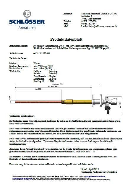 Schlösser Frost-Tec EASY Außenwandarmatur- DVGW