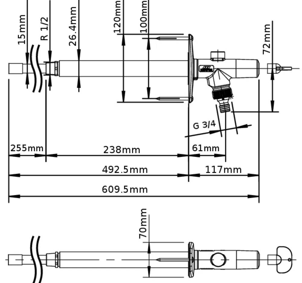 Kemper Frosti Außenarmatur frostsicher DN 15