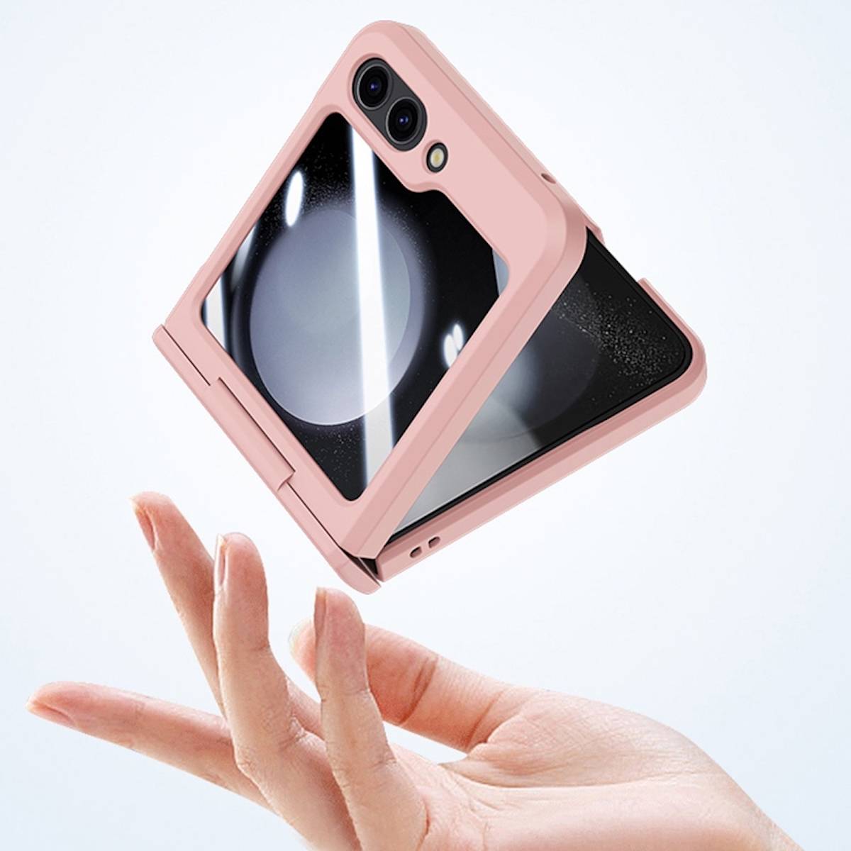 Für Samsung Galaxy Z Flip5 5G Skin Feel Folding Case Eisblau / Rosa
