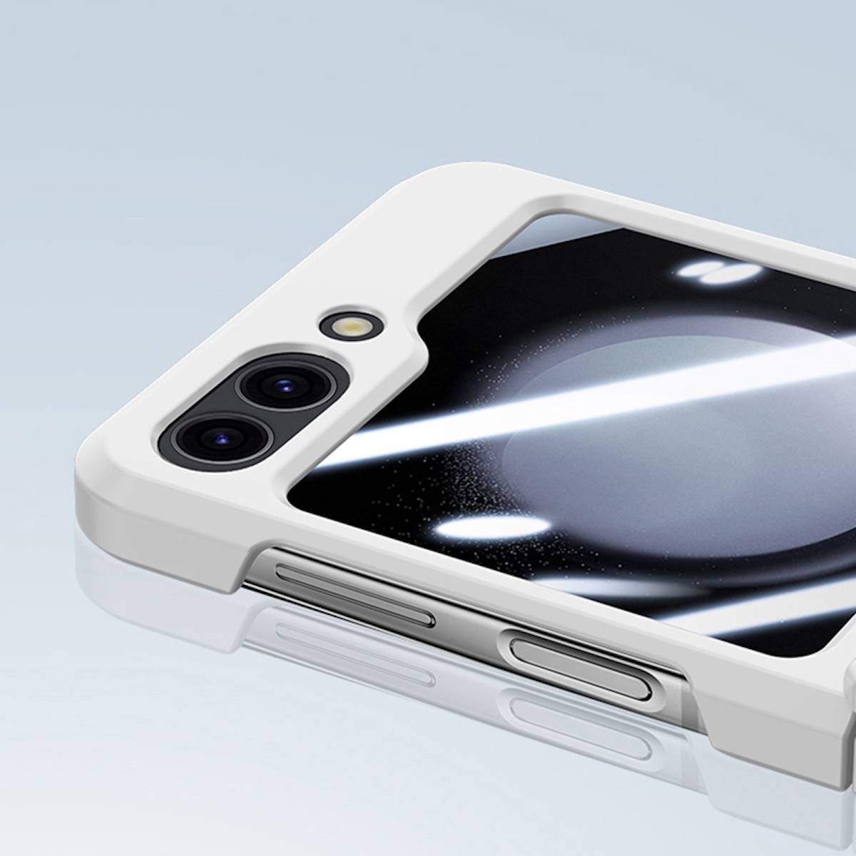 Für Samsung Galaxy Z Flip5 5G Skin Feel Folding Case Eisblau / Rosa