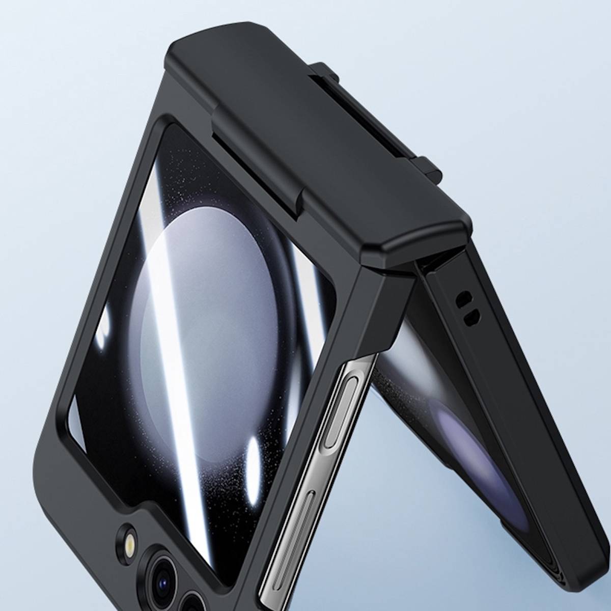 Für Samsung Galaxy Z Flip5 5G Skin Feel Folding Case Eisblau / Rosa