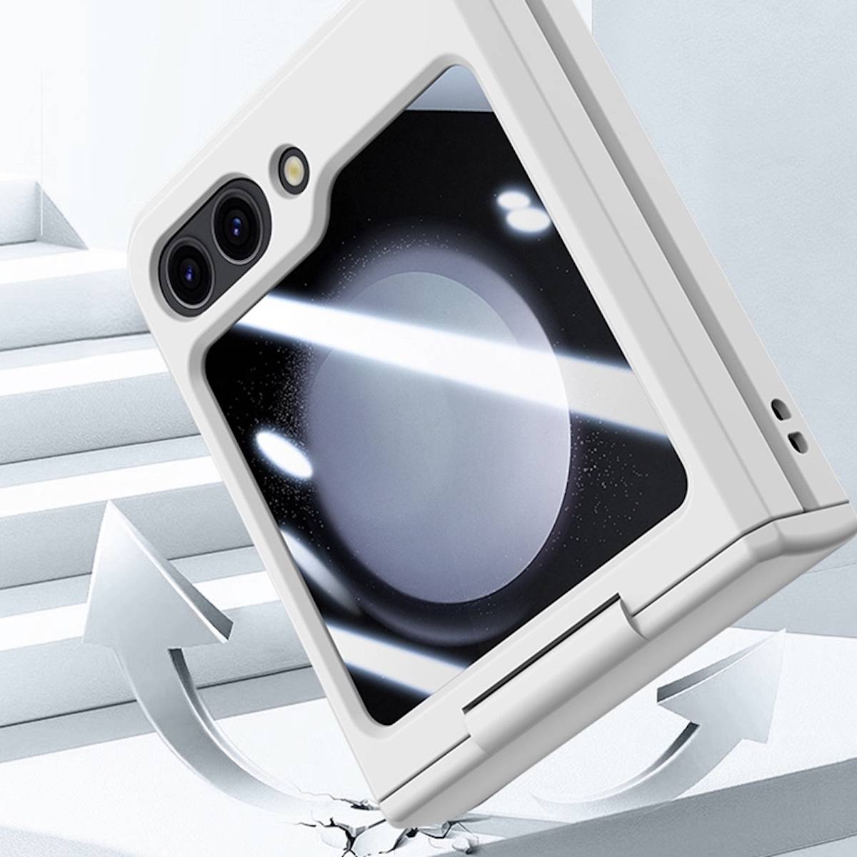 Für Samsung Galaxy Z Flip5 5G Skin Feel Folding Case Eisblau / Rosa