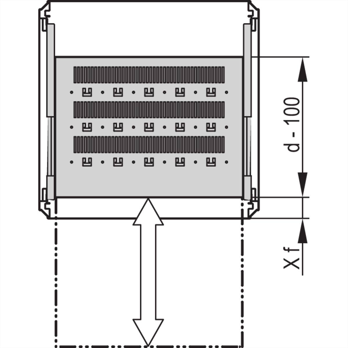 SCHROFF 19''- / Gestell- Fachboden ausziehbar, verkürzt um 100 mm - 19"FA AUS 2HE C=700 RED 7021