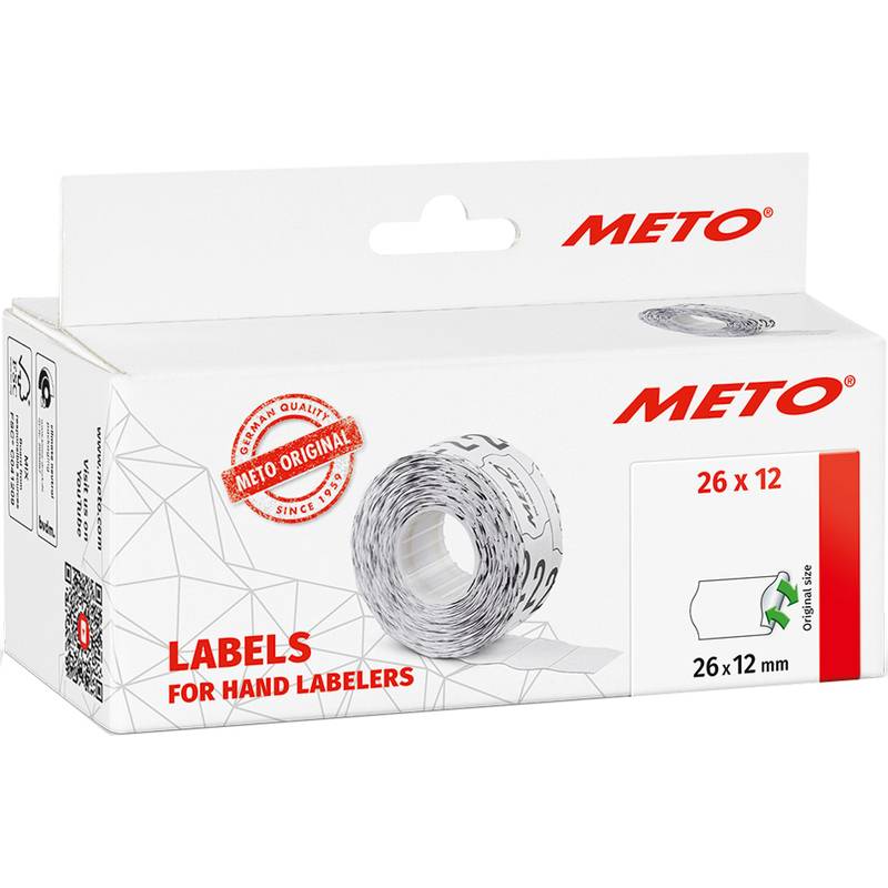 METO Etiketten für Preisauszeichner, 26 x 12 mm, weiß