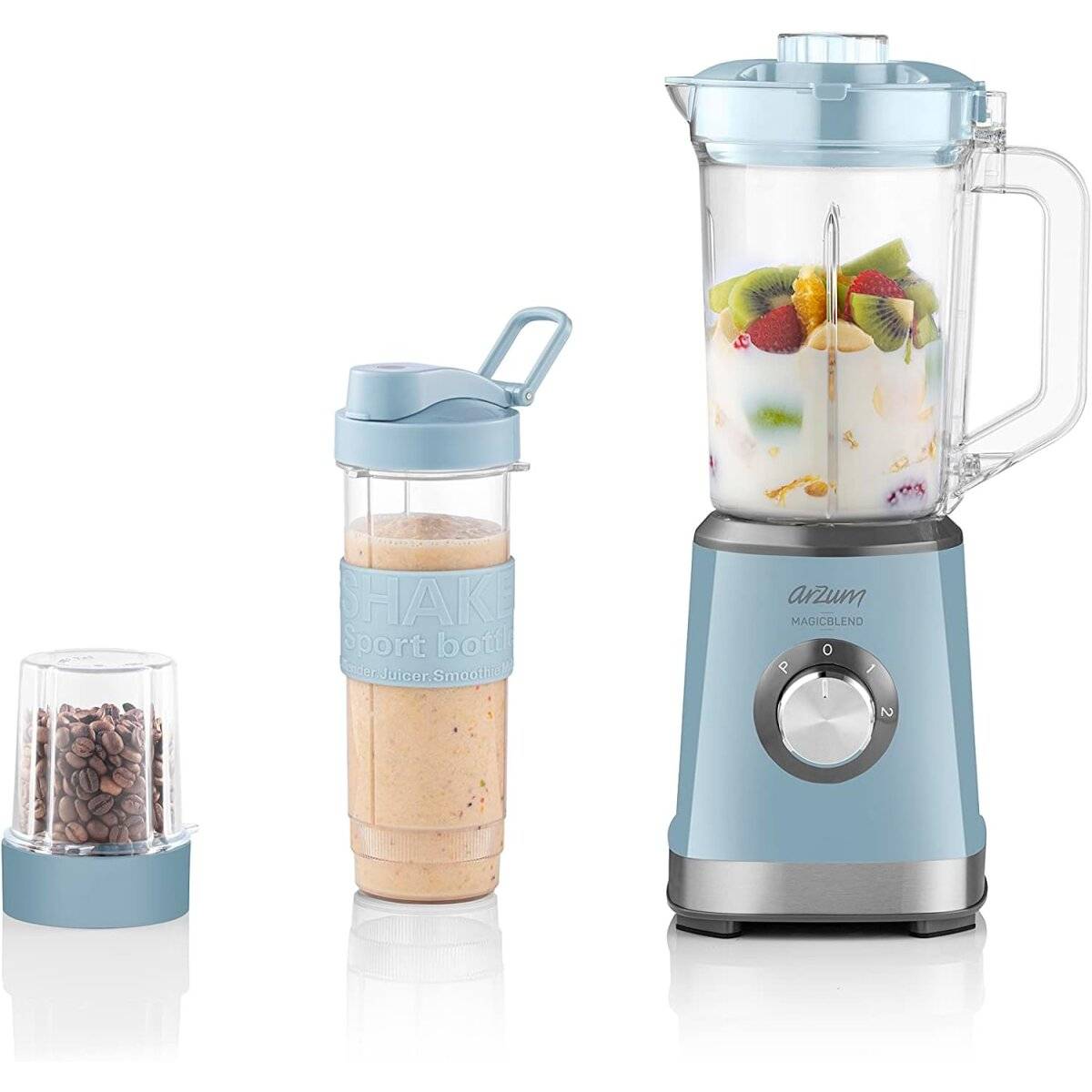 Arzum AR1159 Shake'N Take Personal Blender, Edelstahl 1200 ml Flasche 500W Blau