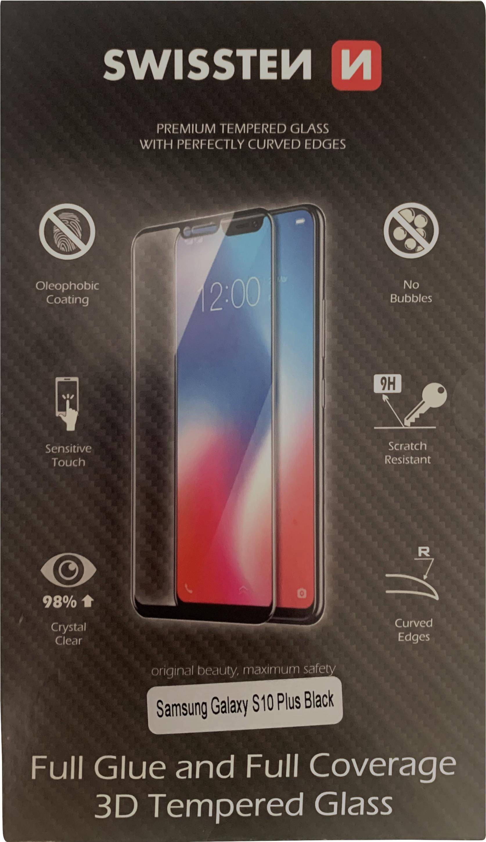 Swissten Ultra Durable 3D Full Glue Glass, Samsung G975 Galaxy S10+, black, Blister (64701837)