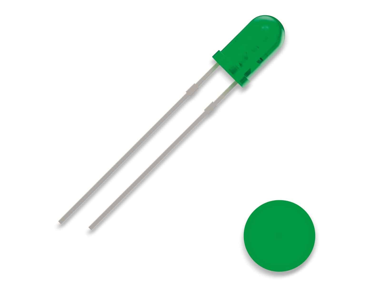 QUADRIOS LED, 3 mm, Grün, 2,54 mm, 520 nm