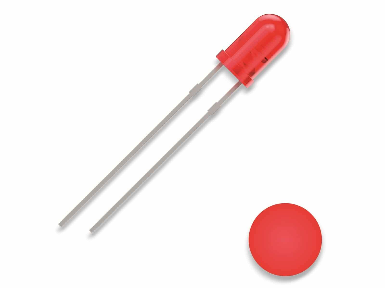 QUADRIOS LED, 3 mm, Rot, 2,54 mm, 625 nm