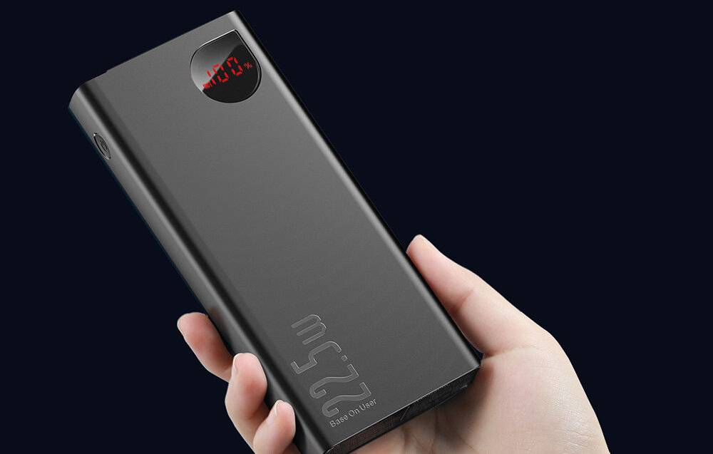 Powerbank Baseus Adaman Metal, 20000mAh, 2xUSB, USB-C, Lightning, microUSB 22.5W (schwarz)