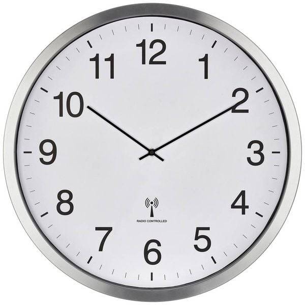 TFA Dostmann 60.3548.02 Funk Wanduhr 508mm x 65mm Weiß, Silber Großes Display