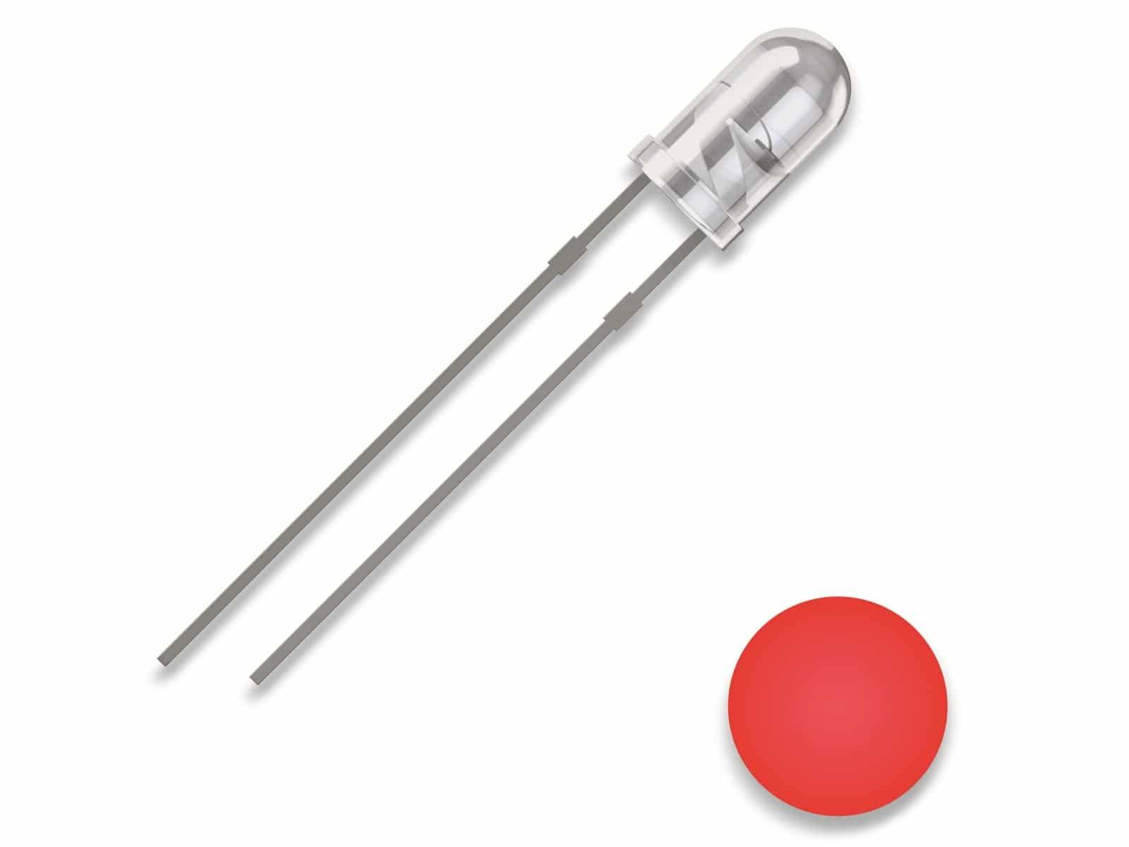 QUADRIOS LED, 3 mm, Rot, 2,54 mm