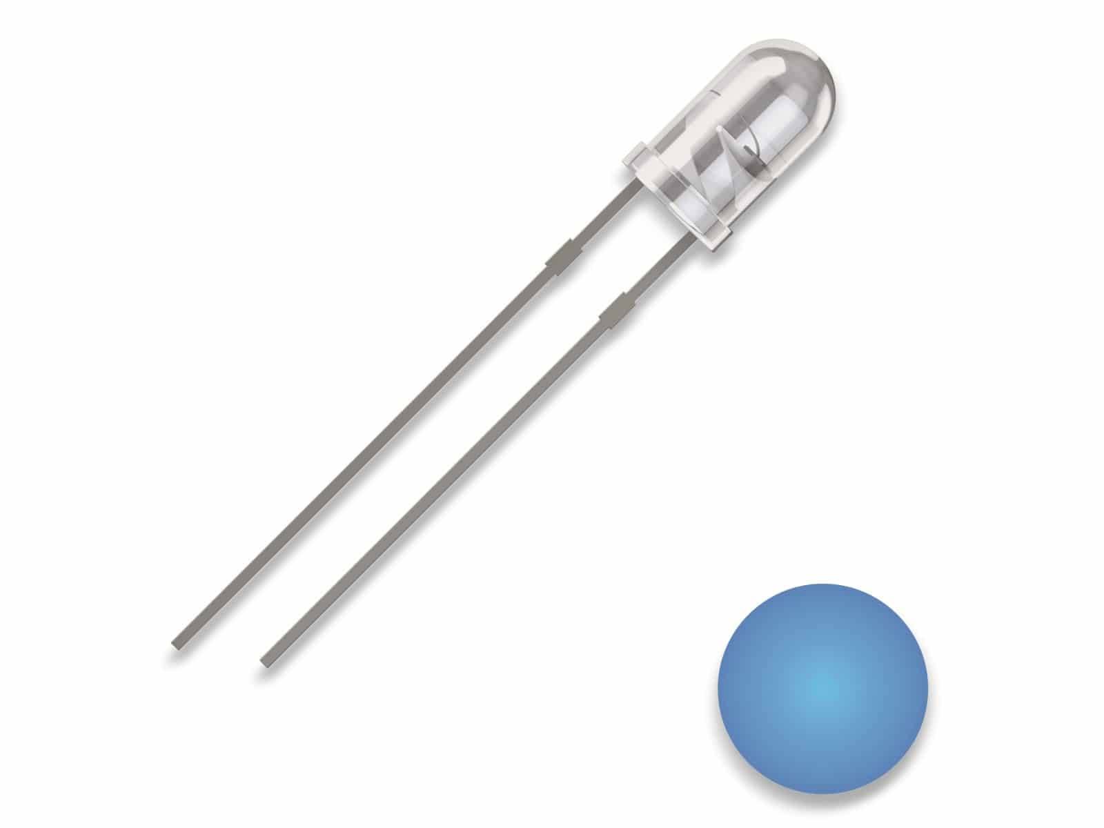 QUADRIOS LED, 3 mm, Blau, 2,54 mm, rund