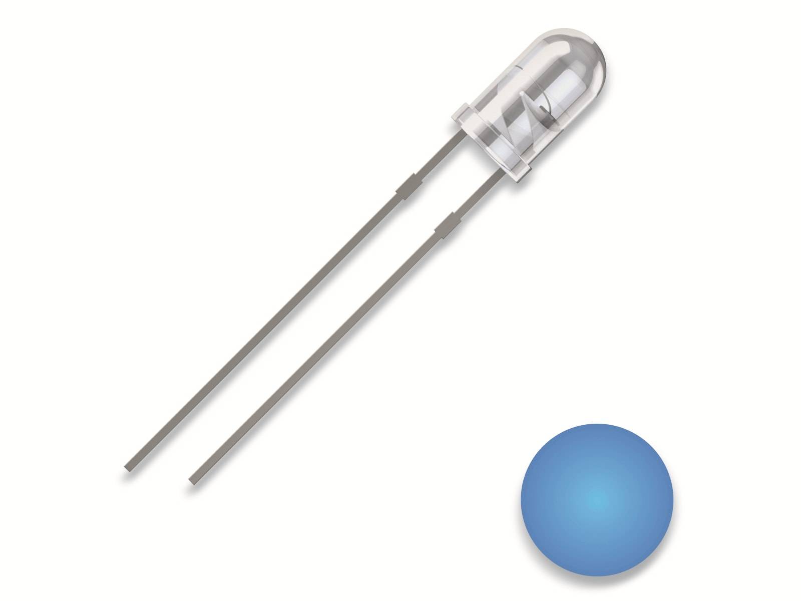 QUADRIOS LED, 3 mm, Blau, 2,54 mm, rund