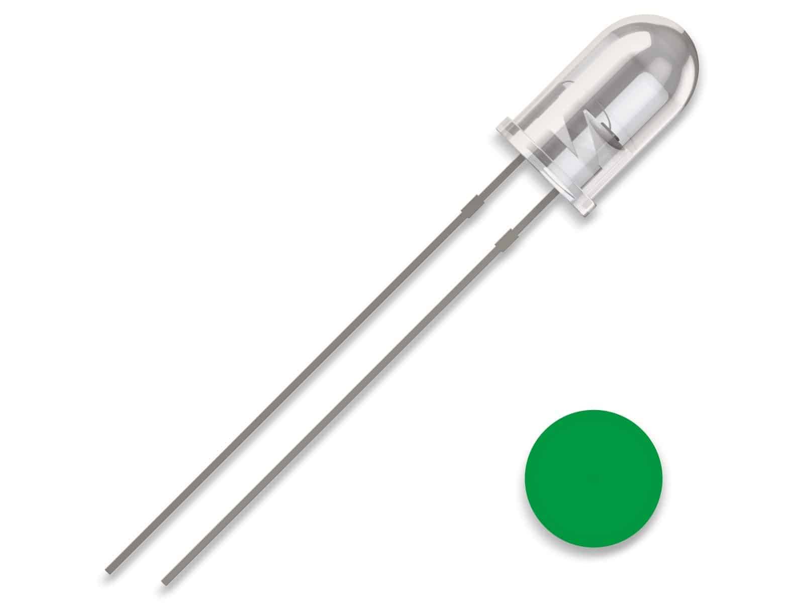 QUADRIOS LED, 5 mm, Grün, 2,54 mm