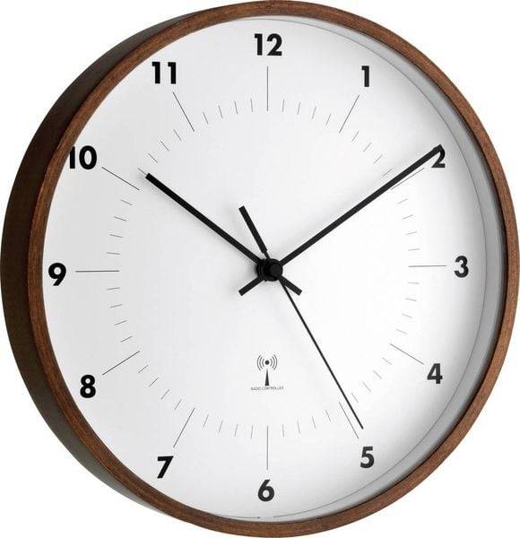 TFA Dostmann 98.1097 Funk Wanduhr 25.5cm x 5cm Holz