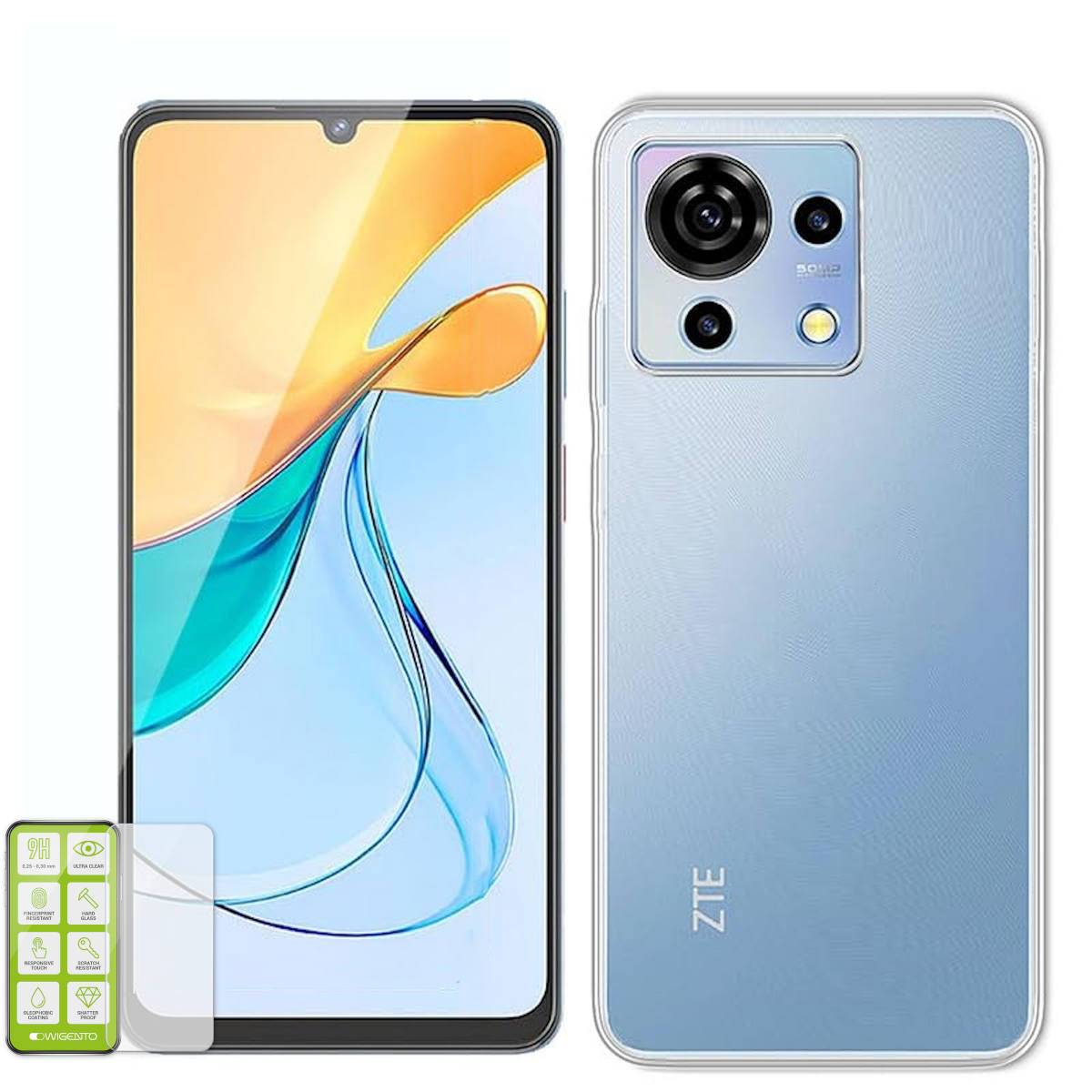 Für ZTE Blade V50 Vita Silikon TPU Hülle Transparent + H9 Hart Glas
