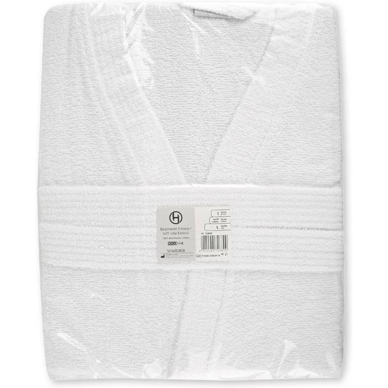 HYGOSTAR Frottee-Bademantel Kimono, M, aus Baumwolle, weiß