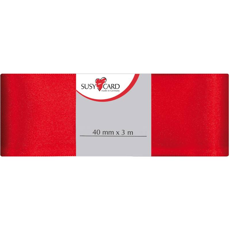 SUSY CARD Geschenkband "Doppelsatin", 40 mm x 3 m, rot