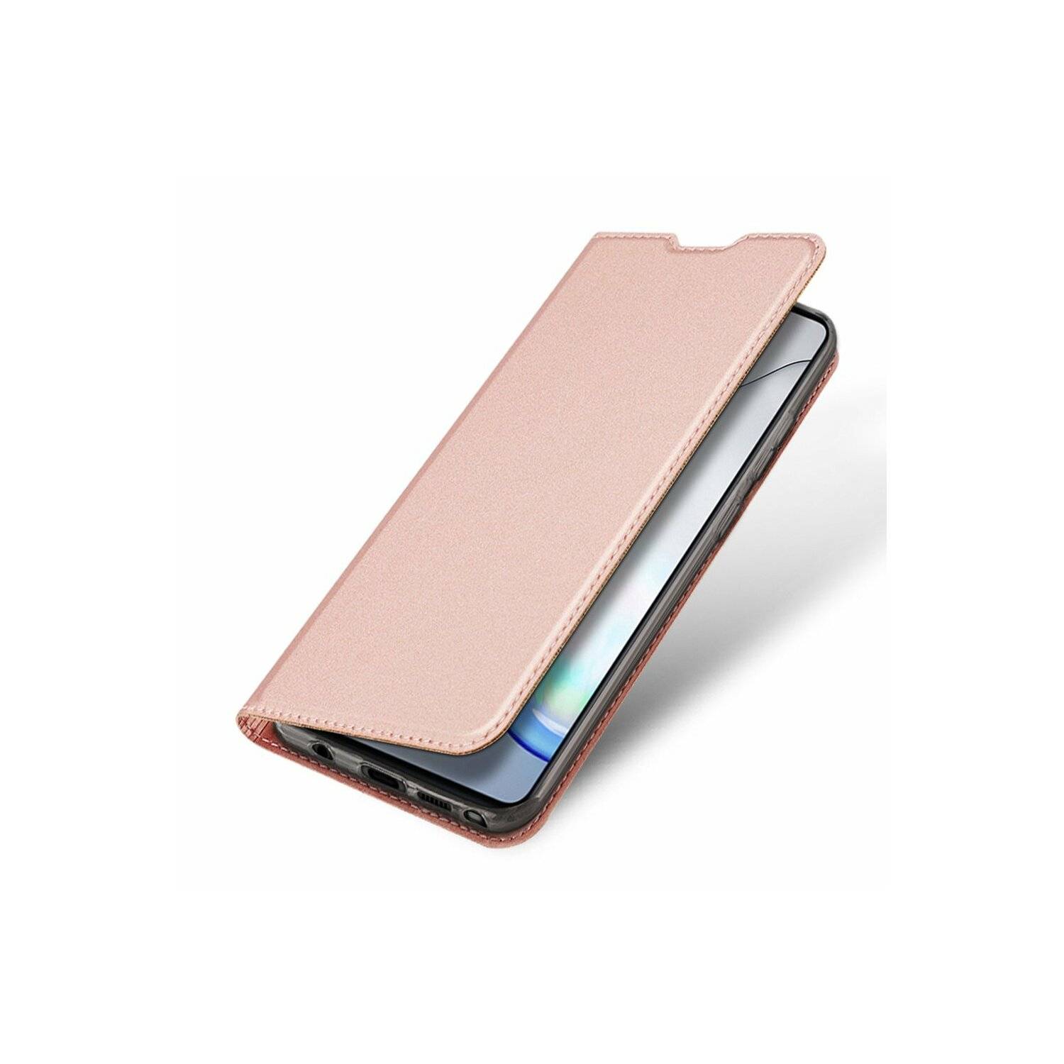 Buch Tasche "Dux Ducis" kompatibel mit Xiaomi Poco M6 Pro Handy Hülle Schutzhülle mit Standfunktion, Kartenfach Rosa