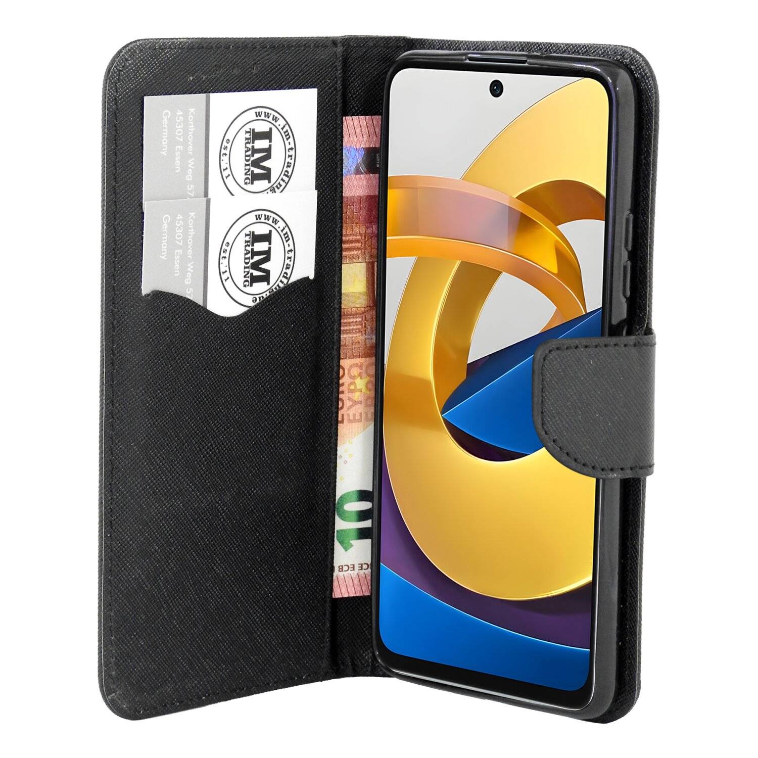 Buch Tasche Fancy kompatibel mit XIAOMI REDMI NOTE 12s 4G Handy Hülle Schutzhülle mit Standfunktion, Kartenfach Schwarz