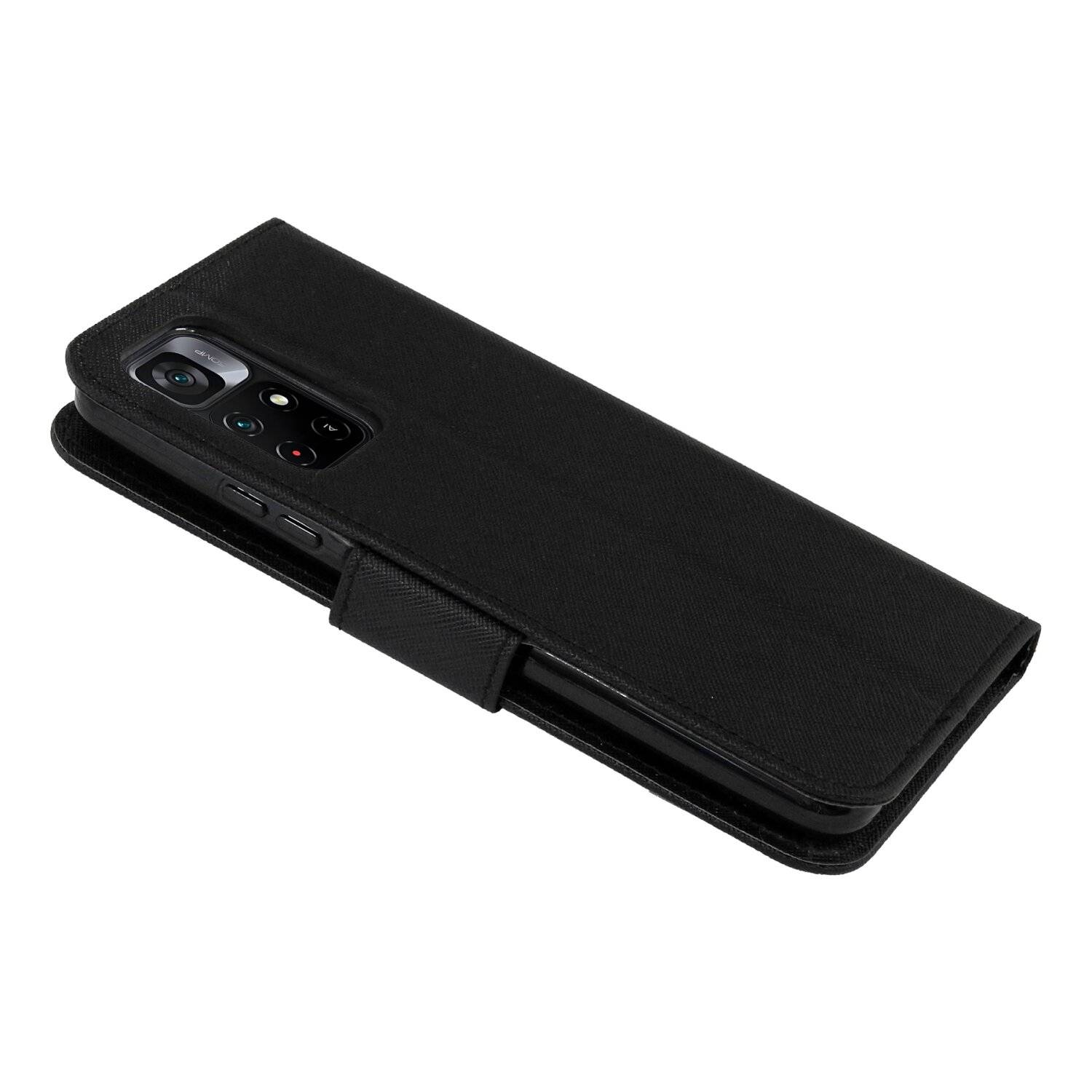 Buch Tasche Fancy kompatibel mit XIAOMI REDMI NOTE 12s 4G Handy Hülle Schutzhülle mit Standfunktion, Kartenfach Schwarz