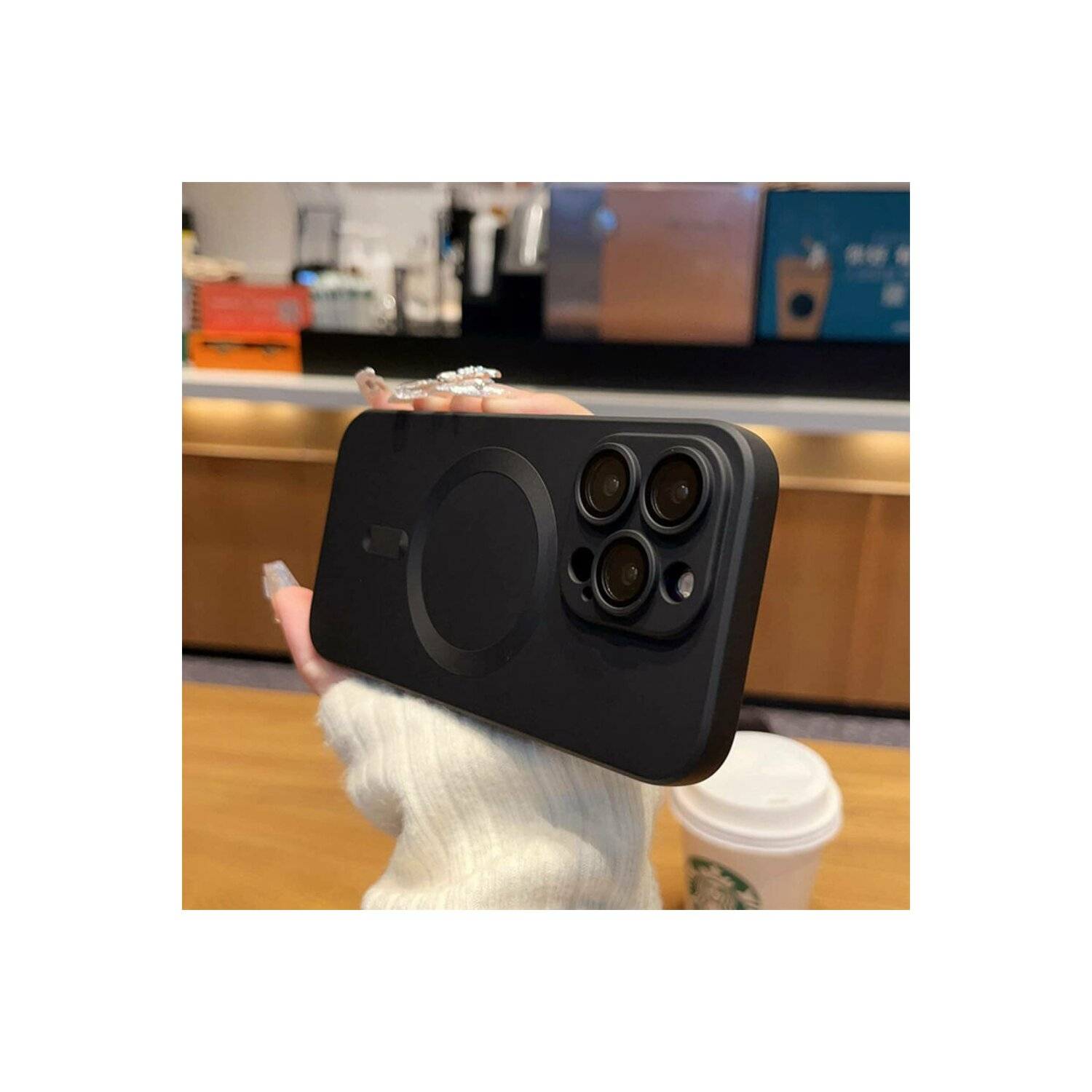 Hülle kompatibel mit iPhone 15 Plus Soft MagSafe Kameraschutz Schwarz