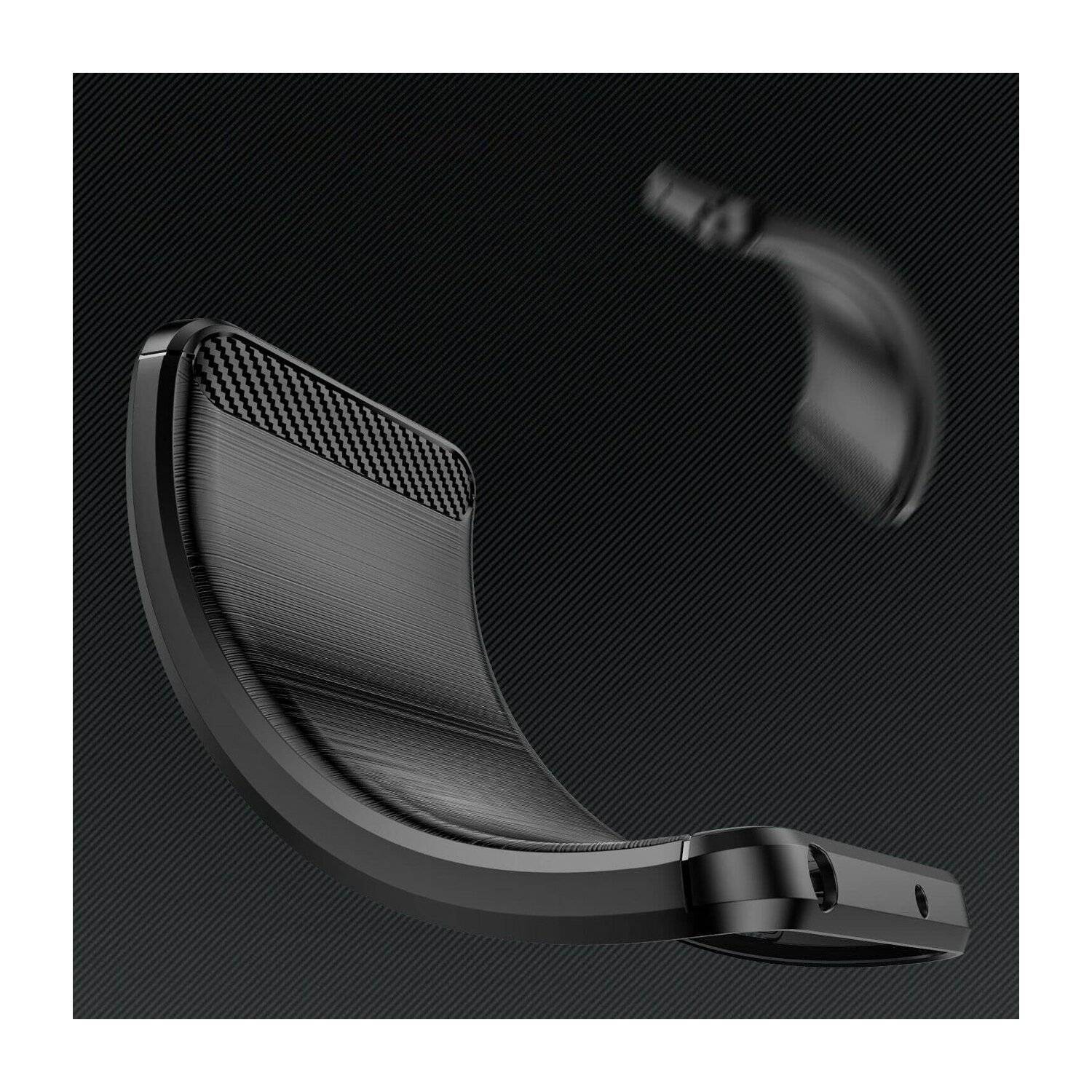 Carbon-Hülle kompatibel mit Xiaomi Redmi 12 Flexible Silikon-Carbon-Abdeckung Schwarz