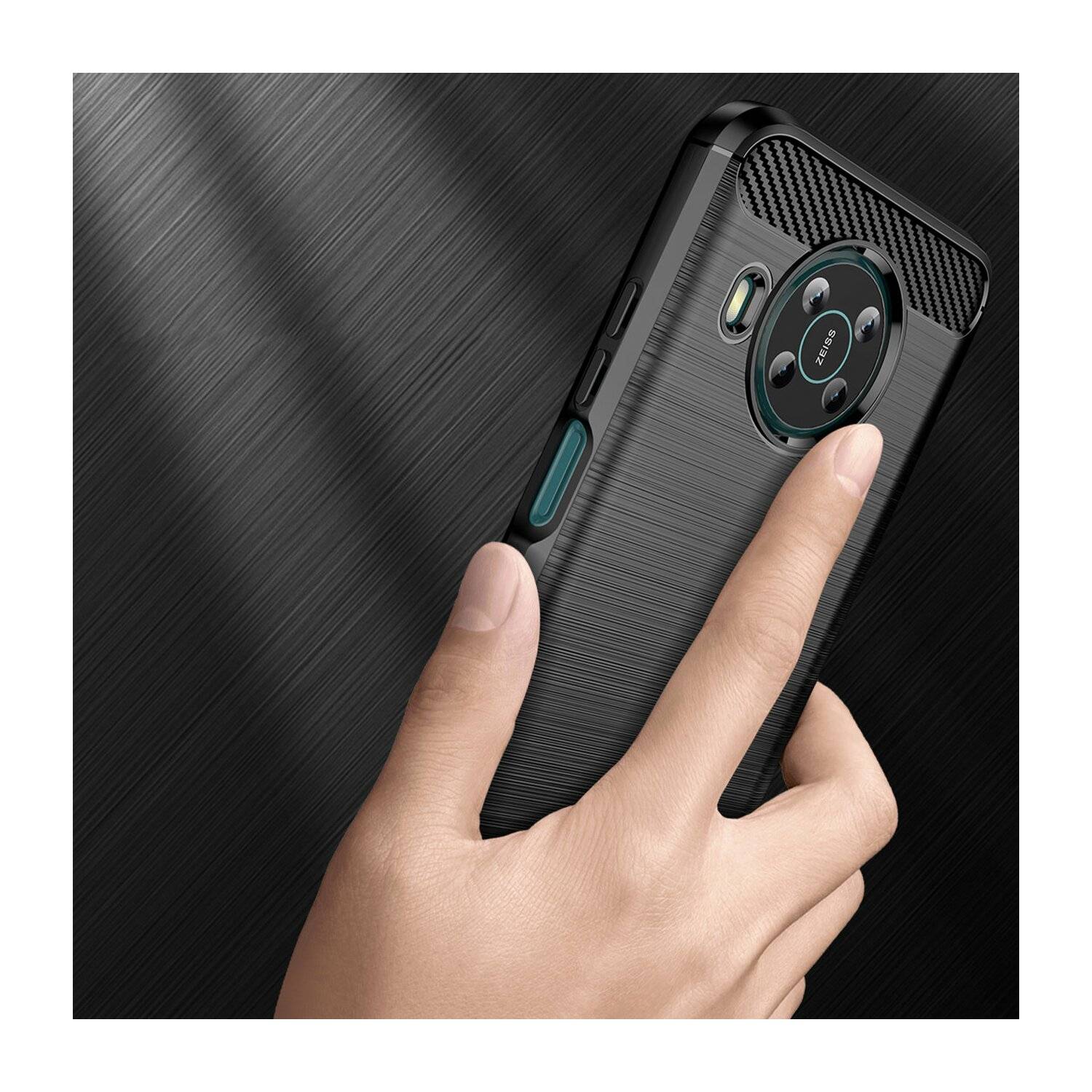 Silikon Hülle Bumper Carbon kompatibel mit NOKIA G60 Case TPU Soft Handyhülle Cover Schutzhülle Schwarz