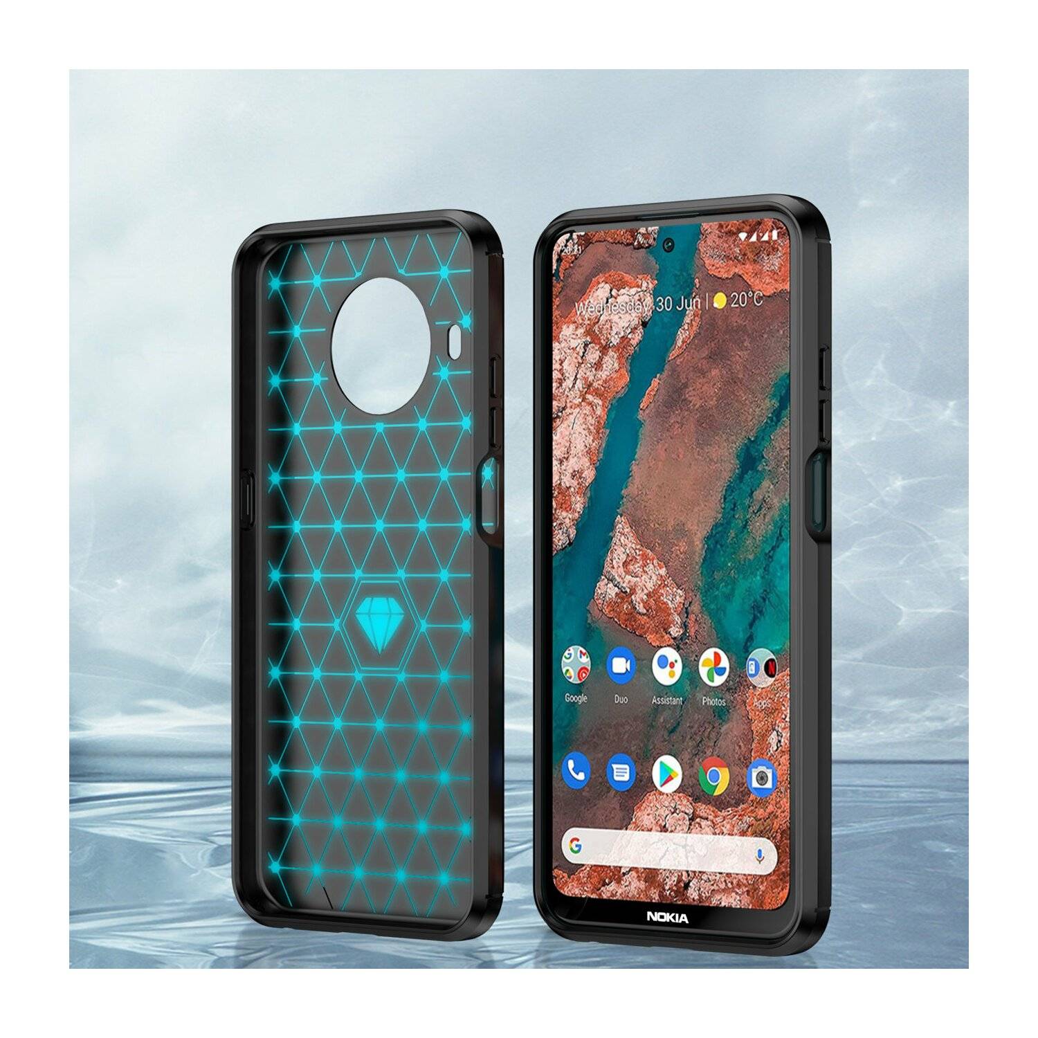 Silikon Hülle Bumper Carbon kompatibel mit NOKIA G60 Case TPU Soft Handyhülle Cover Schutzhülle Schwarz