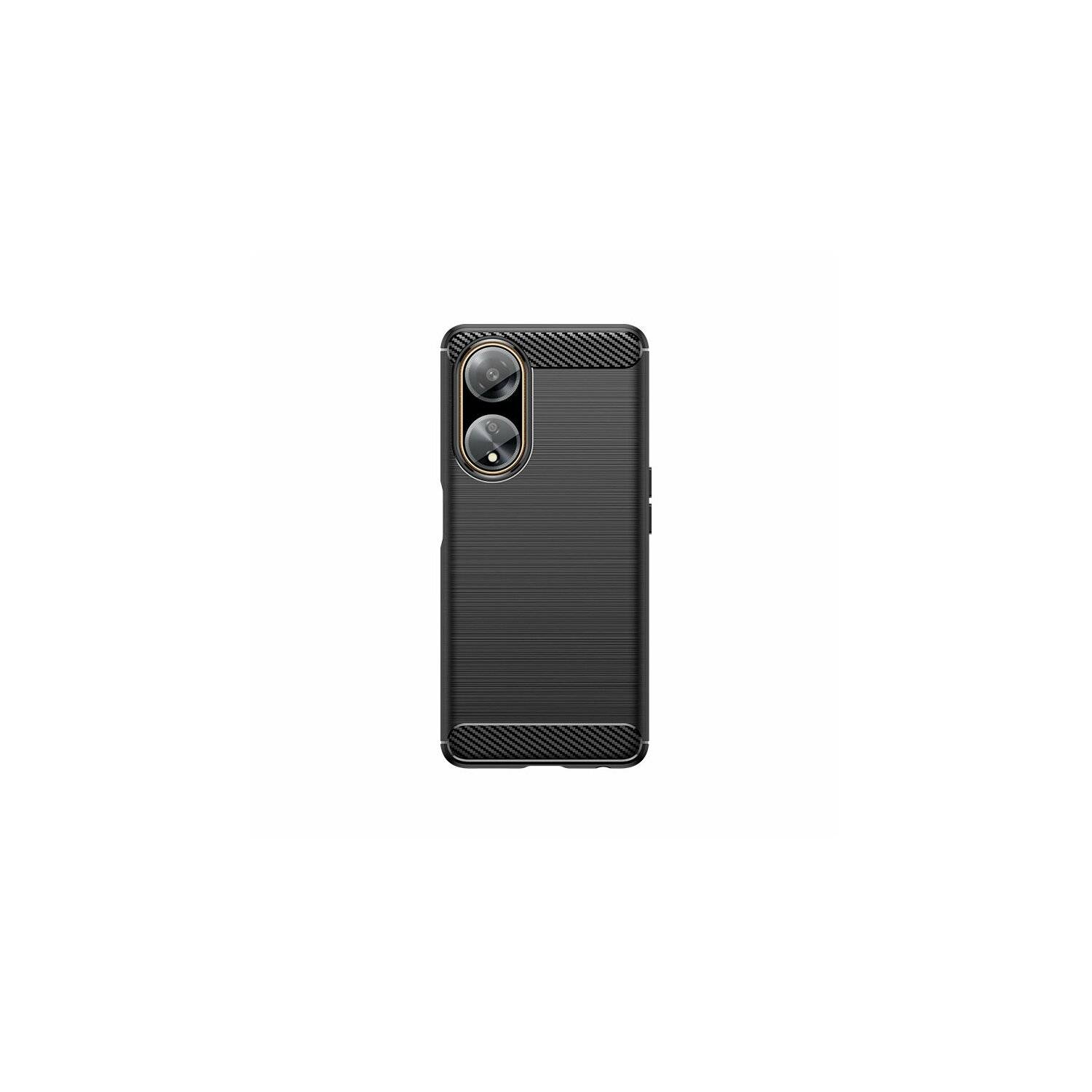 Silikon Hülle Bumper Carbon kompatibel mit Oppo A98 5G Case TPU Soft Handyhülle Cover Schutzhülle Schwarz