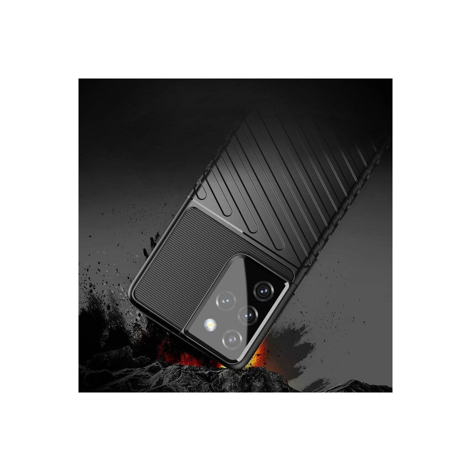 Gepanzerte Thunder Bumper Handy Hülle kompatibel mit Samsung Galaxy S24 Ultra schwarz
