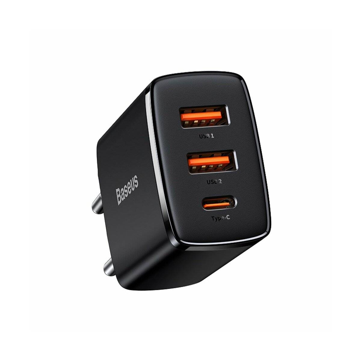 Ladegerät Baseus Compact Quick Charger, 2xUSB, USB-C, PD, 3A, 30W (czarna)
