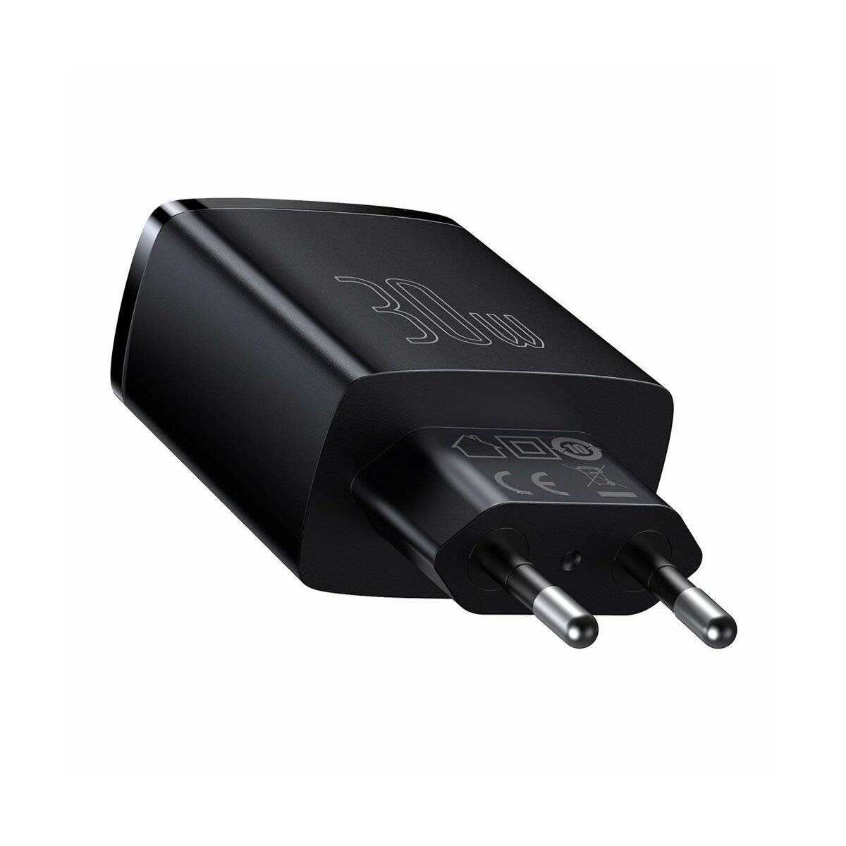 Ladegerät Baseus Compact Quick Charger, 2xUSB, USB-C, PD, 3A, 30W (czarna)