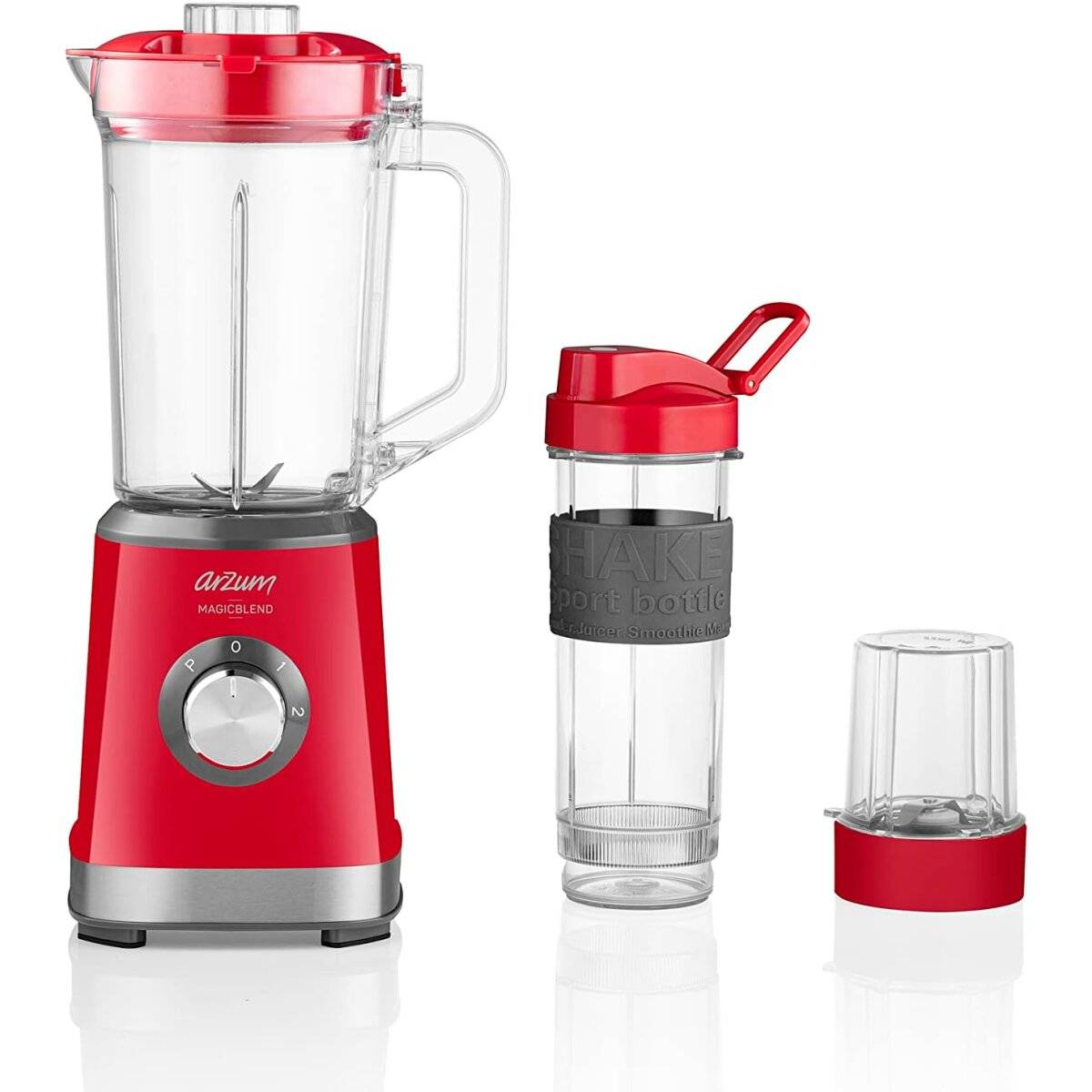 Arzum AR1159 Shake'N Take Personal Blender, Edelstahl 1200 ml Flasche 500W Rot